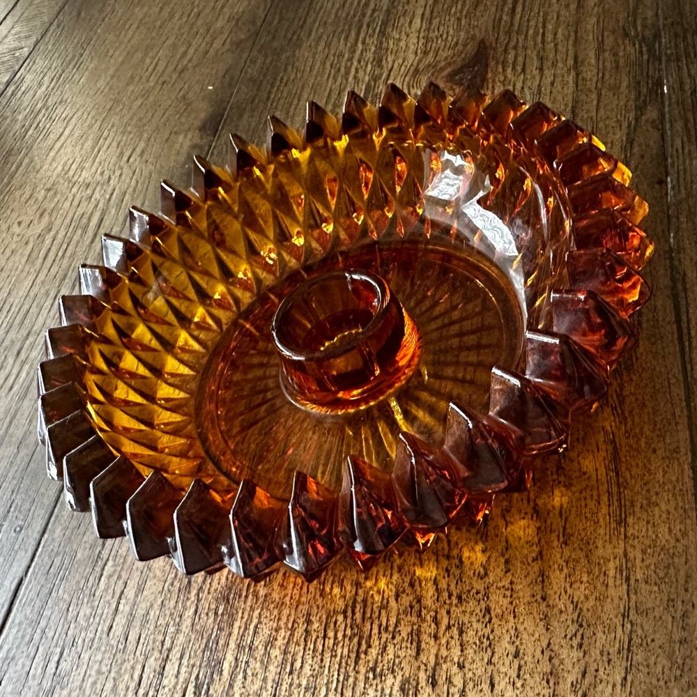 Indiana Glass 125 Candle Holder in Amber * New Condition
